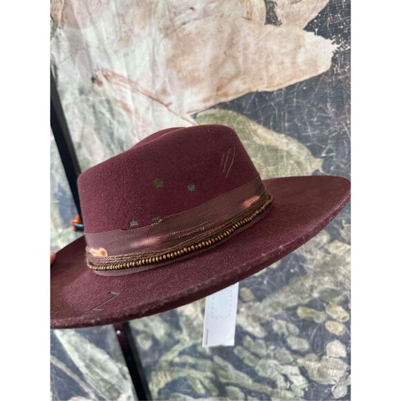 New FREE PEOPLE Mossant Mulholland Layered Bands Felt Hat - Picture 5 of 5